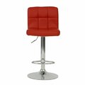 Kd Gabinetes 18 x 19 x 37-45 in. Adjustable Height & Swivel Barstool in Red Faux Leather - Set of 2 KD3129656